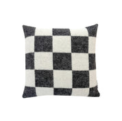 Maison Deux Checkerboard Cushion Cover in black and white 100% wool, jacquard-woven with bold graphic checkerboard pattern.