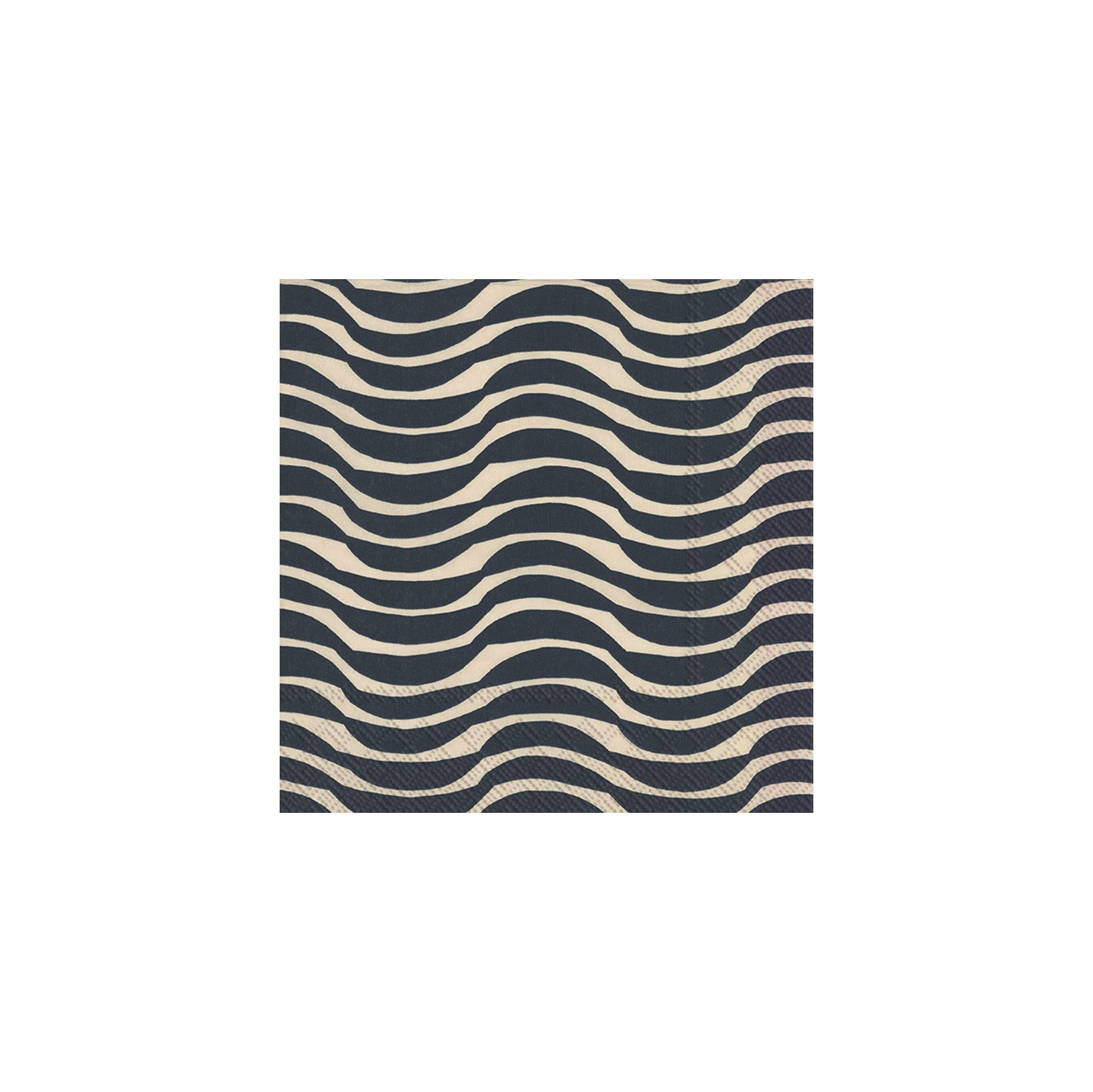 Marimekko Palko Paper Lunch Napkin Set of 20 in cream and blue. Wave-stripe pattern by Maija Louekari on FSC-certified cellulose, biodegradable 3-ply paper.