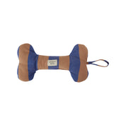OYOY Ashi Dog Toy Large in Caramel / Blue stripes, Nordic design sustainable dog toy made from recycled polyester with handle