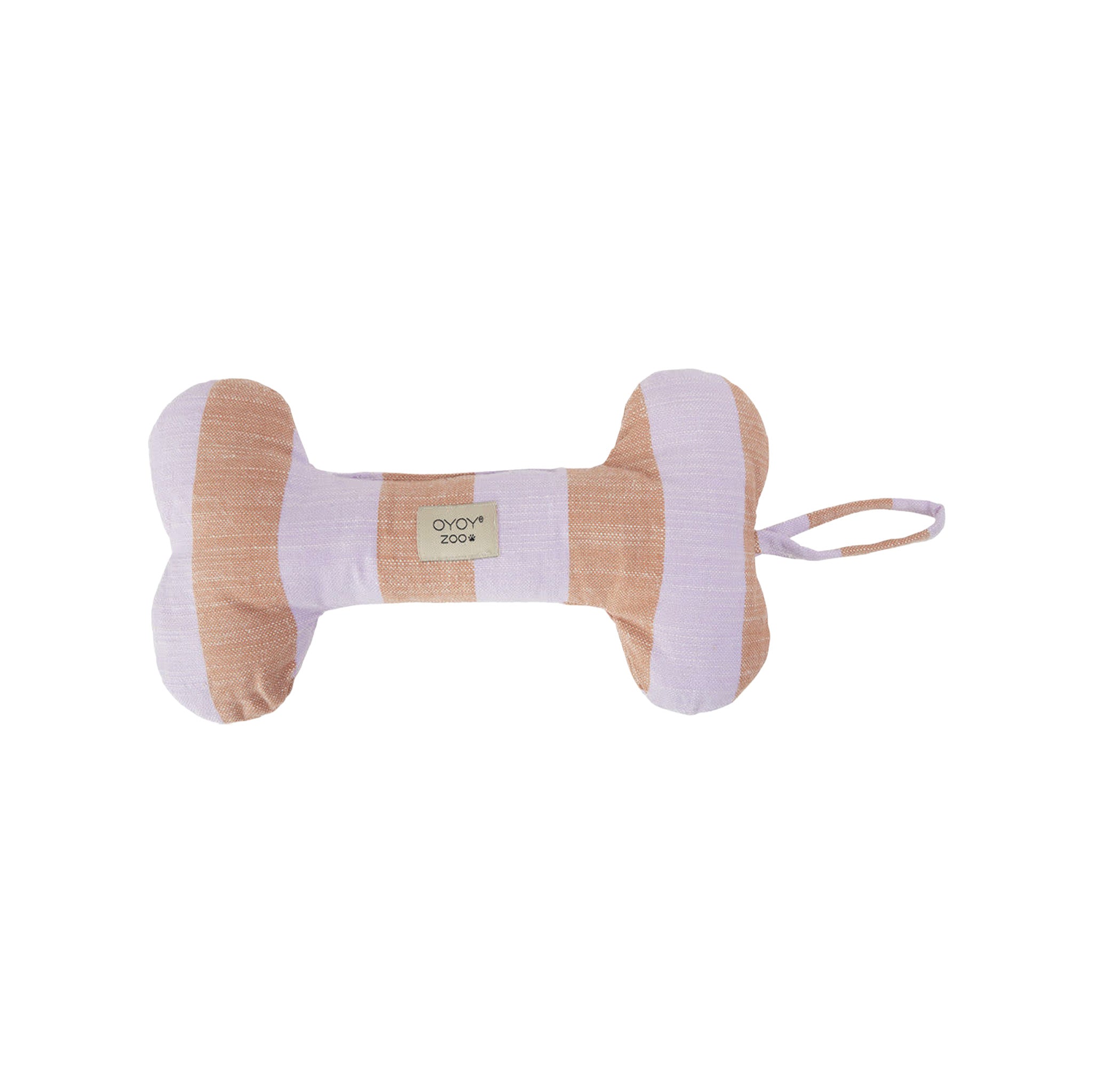 OYOY Ashi Dog Toy Large in Lavender / Amber stripes, Nordic design sustainable dog toy made from recycled polyester with handle