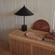 OYOY Living Design Inka Wood Tray in nraural oak, oval and round shapes. Designed in Denmark with organic curved silhouette.