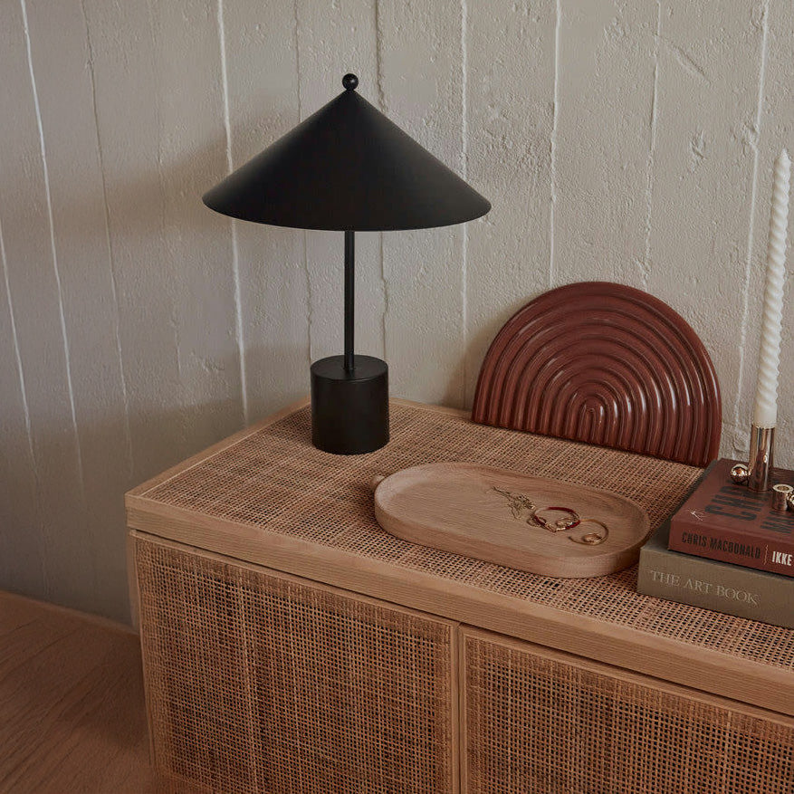 OYOY Living Design Inka Wood Tray in nraural oak, oval and round shapes. Designed in Denmark with organic curved silhouette.