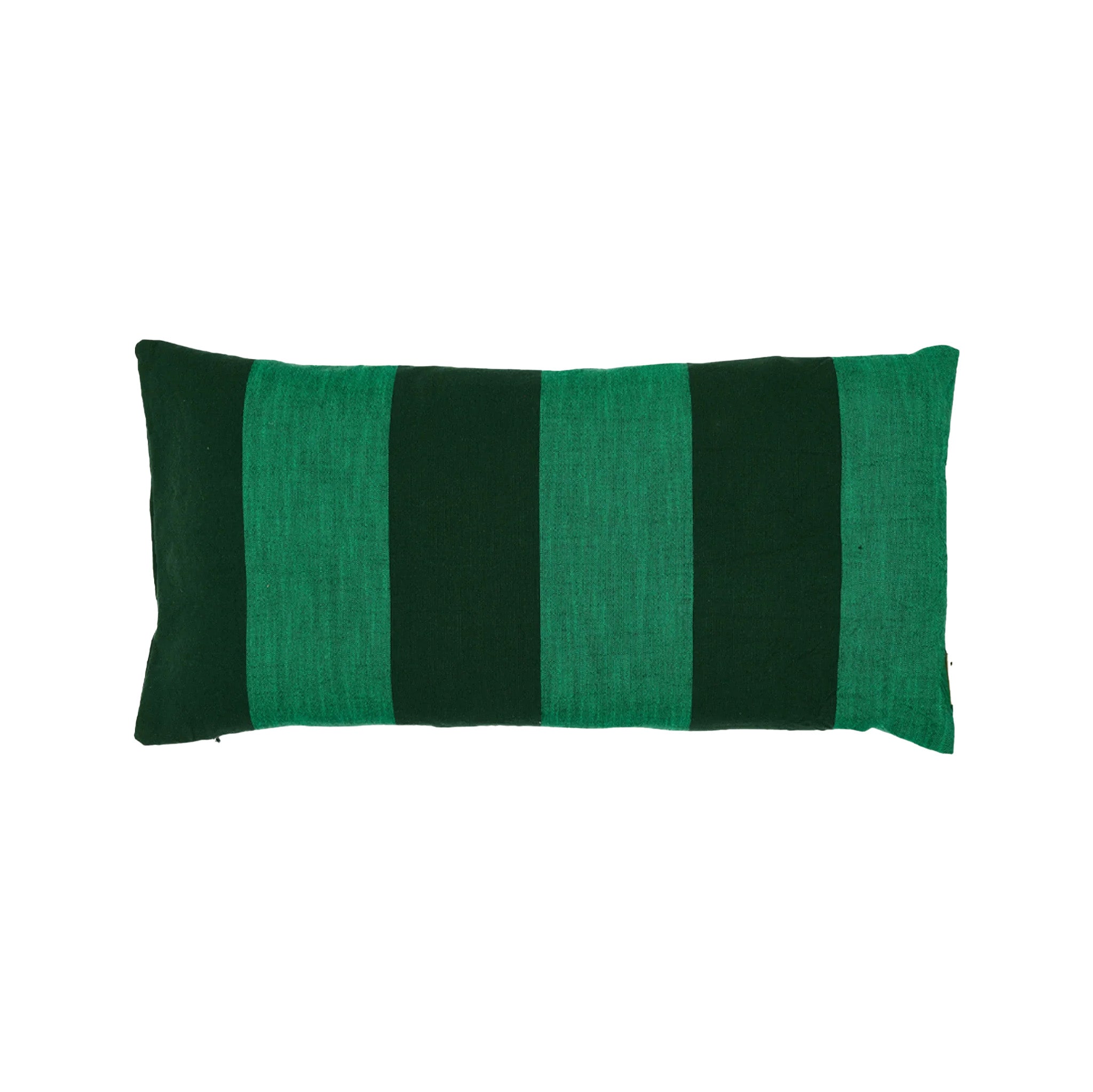 Dark Green stripes, rectangular organic cotton pillow cover.