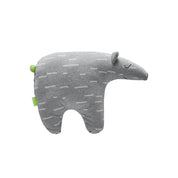 OYOY Knut Polar Bear Cushion in Grey cotton knit with embroidered sleepy face, Nordic bear-shaped pillow.