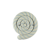 OYOY Lollipop Cushion in blue striped cotton knit with soft filling, candy-shaped pillow for kids’ or adults’ décor.