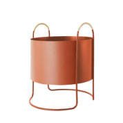 Maki Plant Box in Nutmeg with rattan handles, shown in Low version.