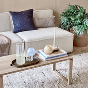 OYOY Living Design Mizu Carafe, tall mouth-blown striped glass, 1 L capacity. Designed in Denmark, perfect with Mizu Glasses.