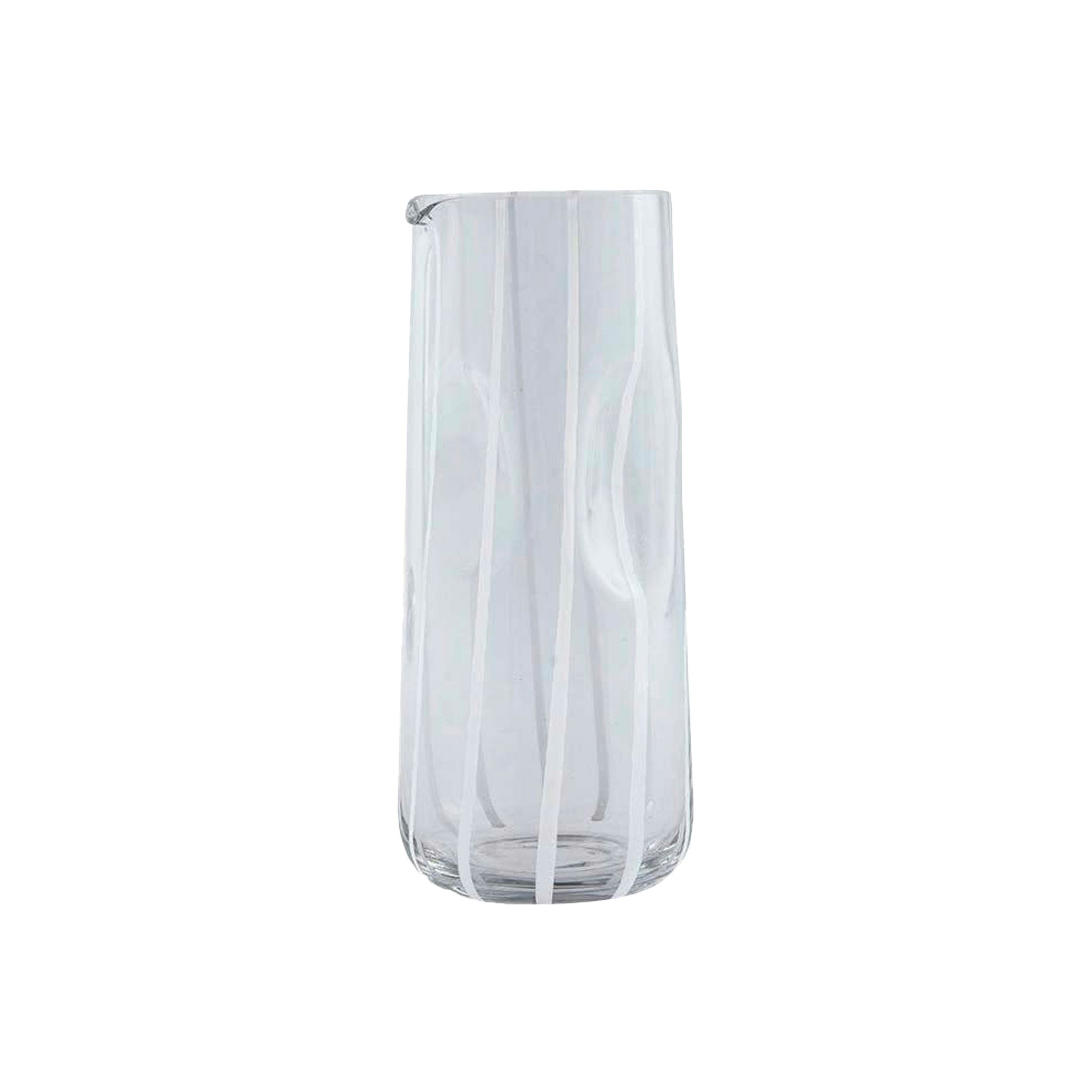 OYOY Living Design Mizu Carafe, tall mouth-blown striped glass, 1 L capacity. Designed in Denmark, perfect with Mizu Glasses.