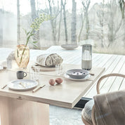 OYOY Living Design Mizu Carafe, tall mouth-blown striped glass, 1 L capacity. Designed in Denmark, perfect with Mizu Glasses.