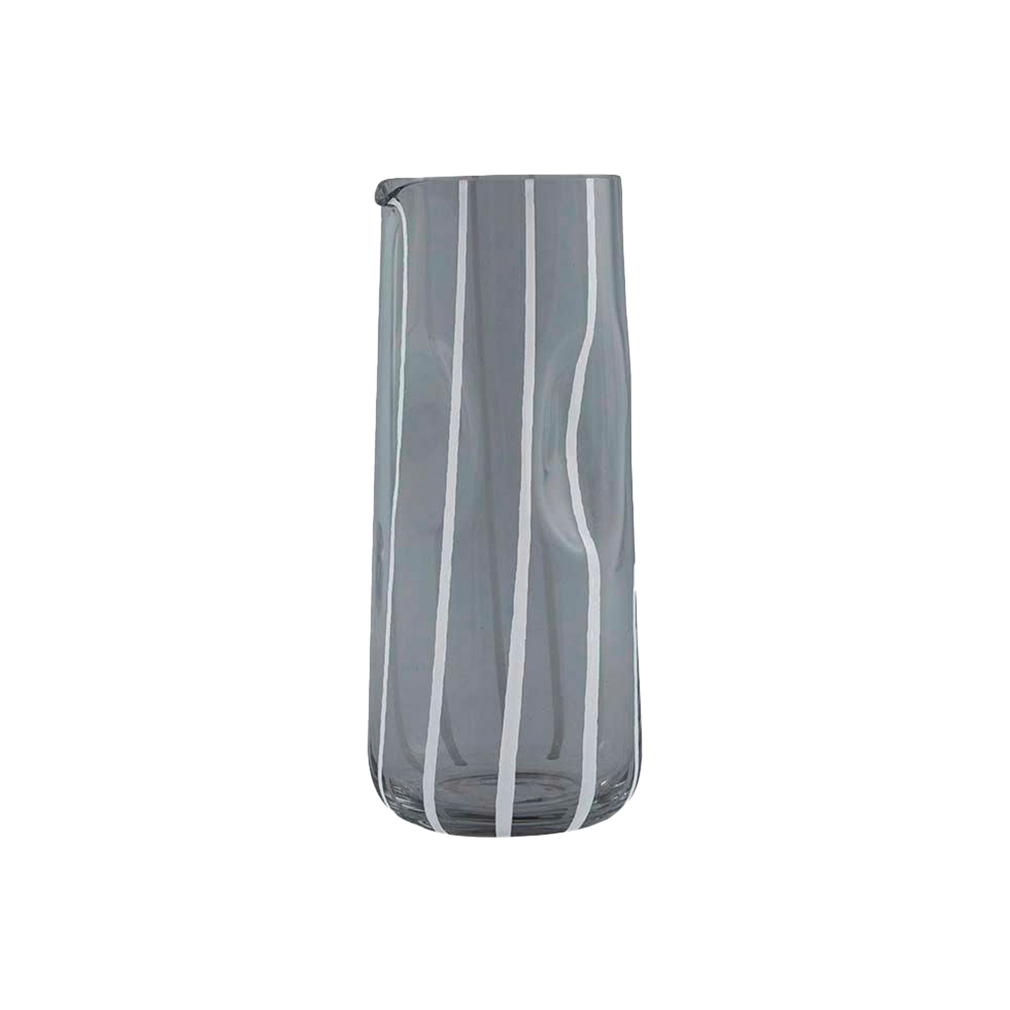 OYOY Living Design Mizu Carafe, tall mouth-blown striped glass, 1 L capacity. Designed in Denmark, perfect with Mizu Glasses.