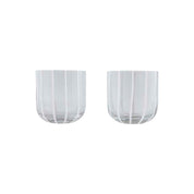 OYOY Living Design Mizu Glass Set of 2, clear mouth-blown striped glassware, 320 ml. Dishwasher safe.