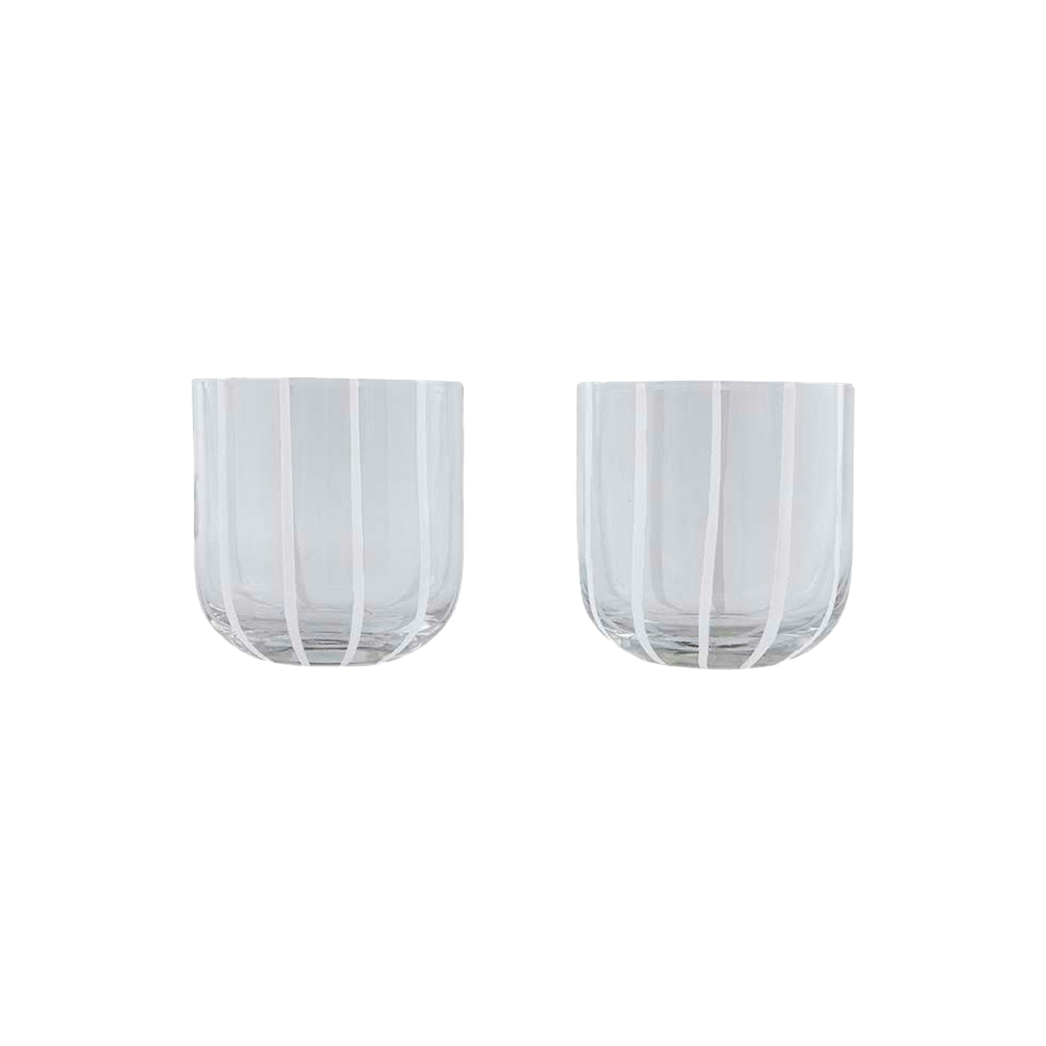 OYOY Living Design Mizu Glass Set of 2, clear mouth-blown striped glassware, 320 ml. Dishwasher safe.