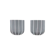OYOY Living Design Mizu Glass Set of 2, grey mouth-blown striped glassware, 320 ml. Dishwasher safe.