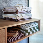 OYOY Raita Towels in stripes, organic cotton hand towel for bathroom, kitchen, or guest use.