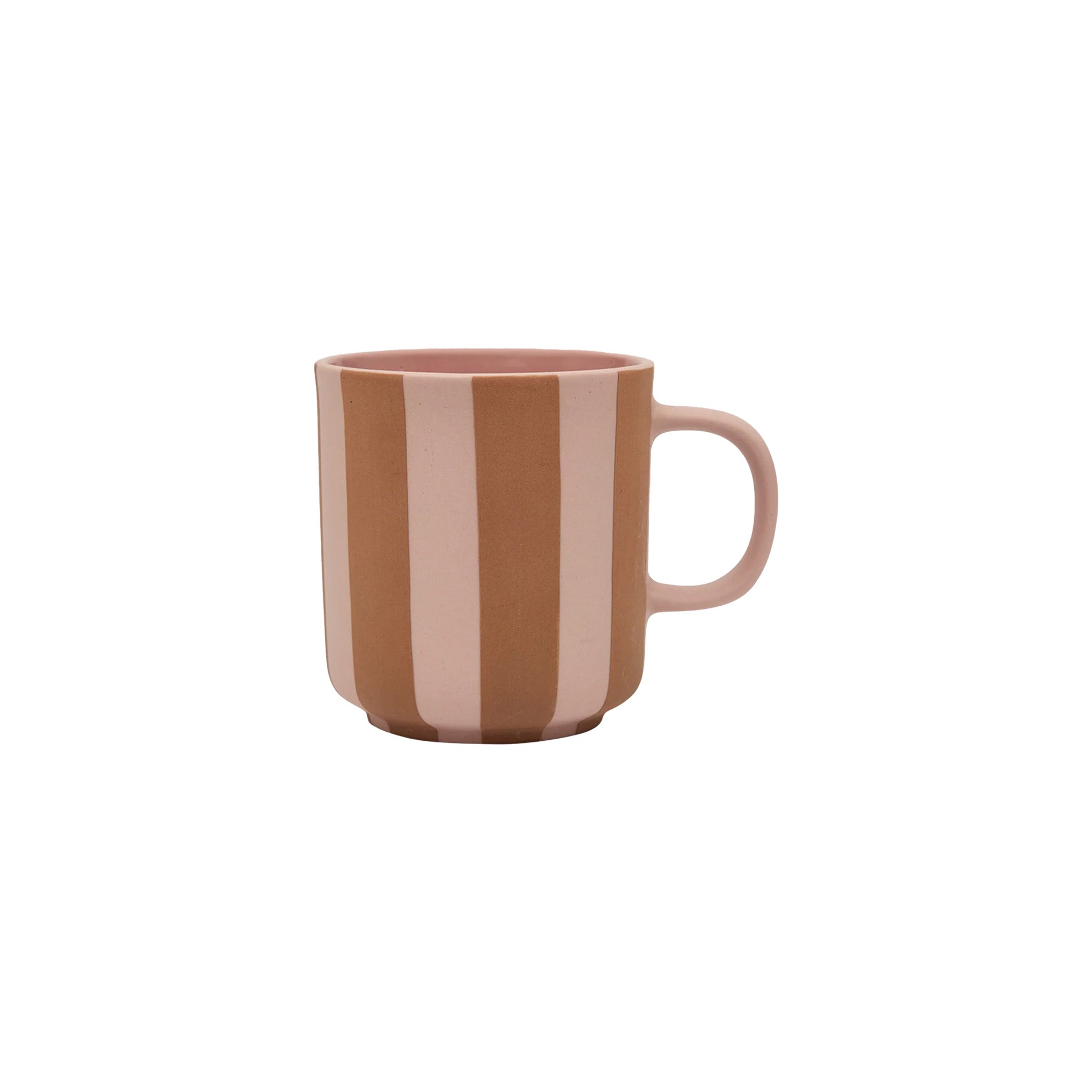 Toppu Mug by OYOY Living Design in hand-painted stoneware stripes, handmade and dishwasher safe, available in multiple colors.