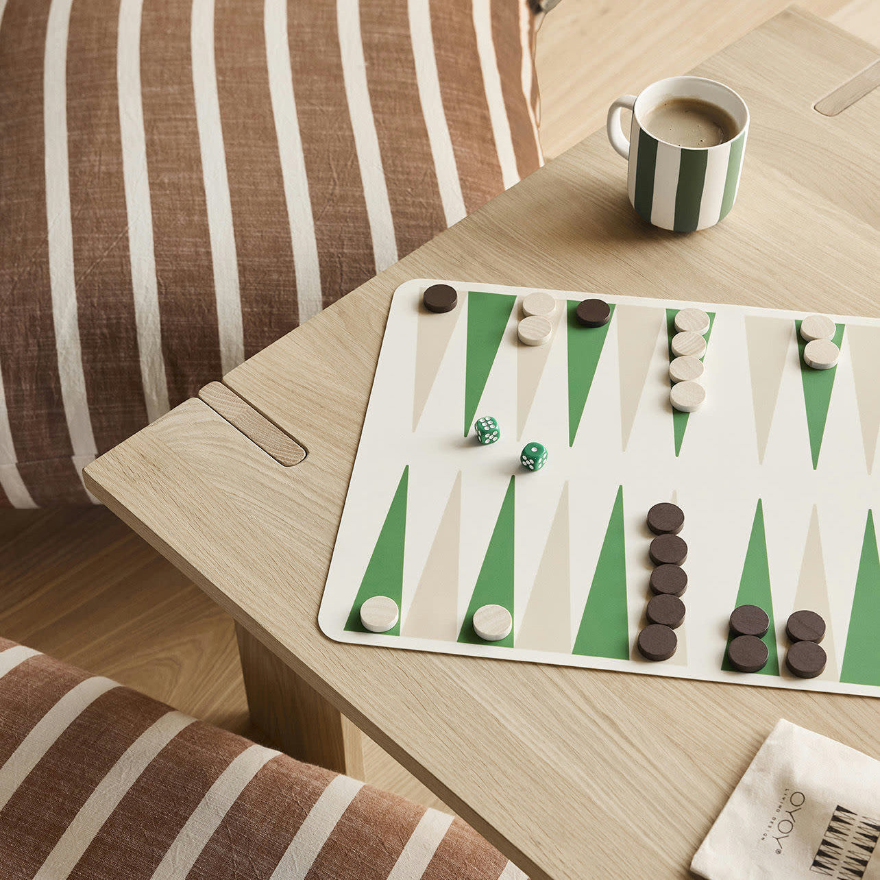 Toppu Mug by OYOY Living Design in hand-painted stoneware stripes, handmade and dishwasher safe, available in multiple colors.