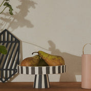 Toppu Tray by OYOY Living Design, handmade ceramic with striped design, available in multiple sizes and earthy colors.