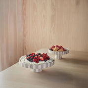 Toppu Tray by OYOY Living Design, handmade ceramic with striped design, available in multiple sizes and earthy colors.