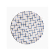 Poketo Bamboo Dinner Plates in grid print, set of 4 reusable bamboo fiber plates. Eco-friendly, durable, and dishwasher safe.