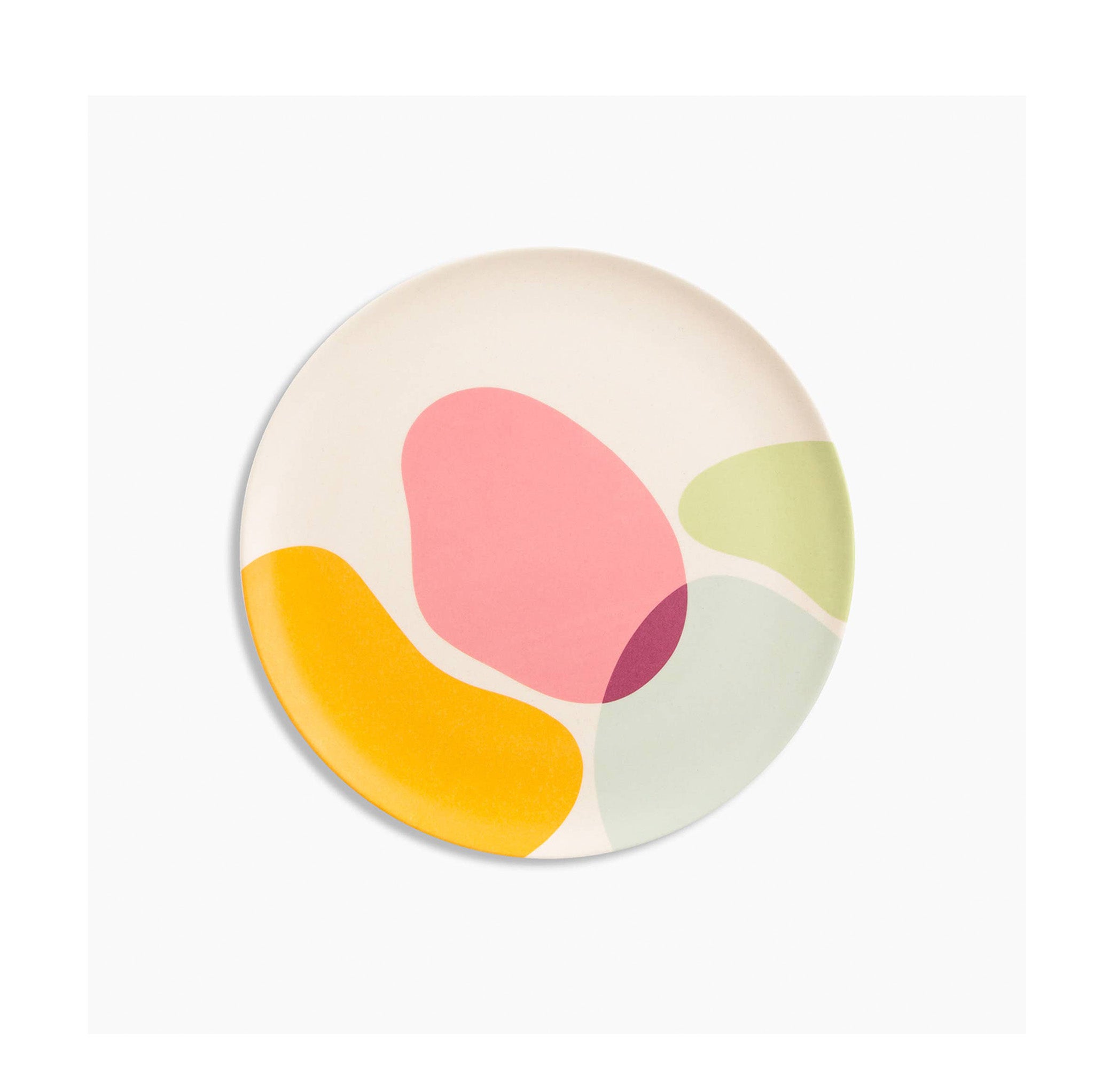 Poketo Bamboo Salad Plates in Boulders print, set of 4 reusable eco-friendly plates made from bamboo fiber. Dishwasher safe and biodegradable.