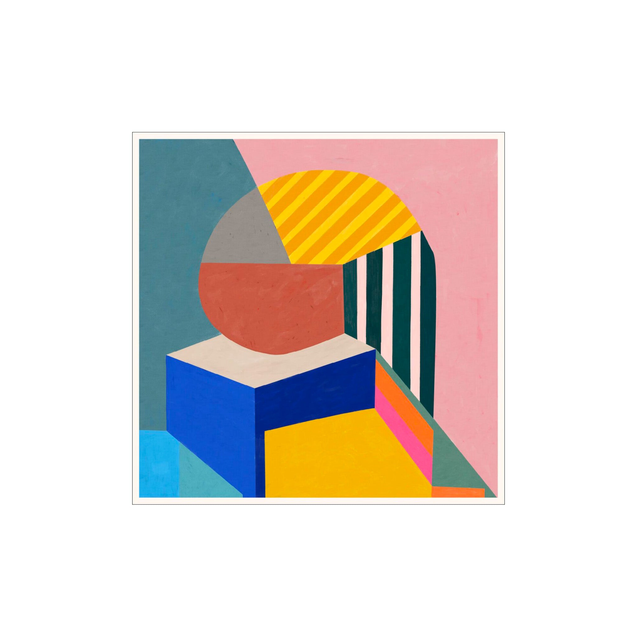 Poster & Frame Arcade 3 Poster by By Garmi. 50 × 70 cm Scandinavian abstract art print with bold arcs and playful layered color blocks. Rolled, unframed print.