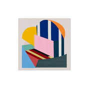 Poster & Frame Arcade 4 Poster. 50 × 50 cm Scandinavian abstract art print featuring bold geometric arcs and color blocks. Rolled, unframed print.