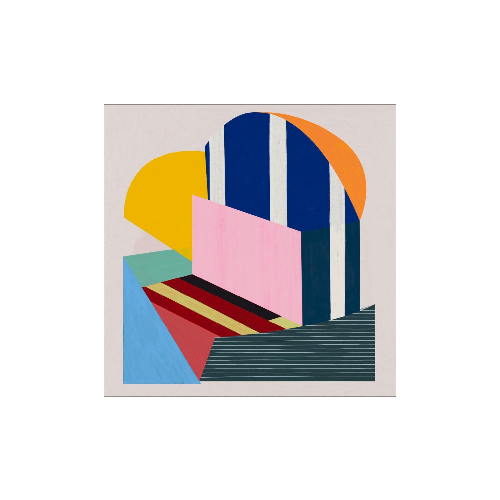 Poster & Frame Arcade 4 Poster. 50 × 50 cm Scandinavian abstract art print featuring bold geometric arcs and color blocks. Rolled, unframed print.