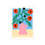 Madelen Möllard Red Poppies in Pink Vase, 50 × 70 cm Scandinavian art print of bold red poppies in a soft pink vase.