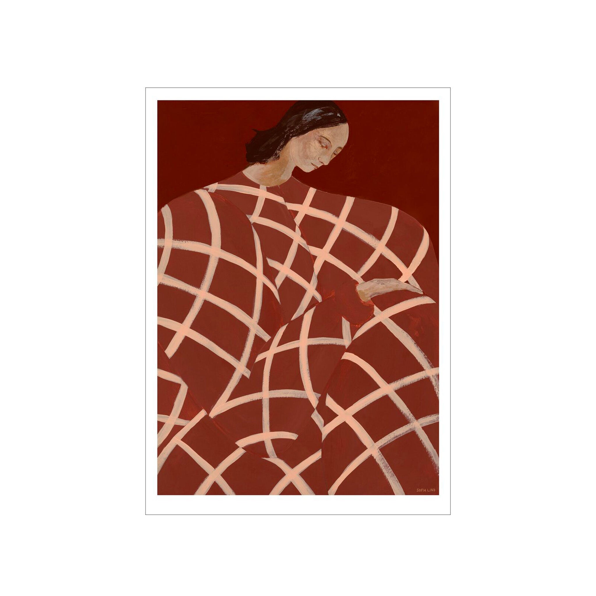 Waiting at Arts et Métiers Poster by Sofia Lind. 50 × 70 cm Scandinavian art print featuring a Paris metro scene with muted tones and seated figure.