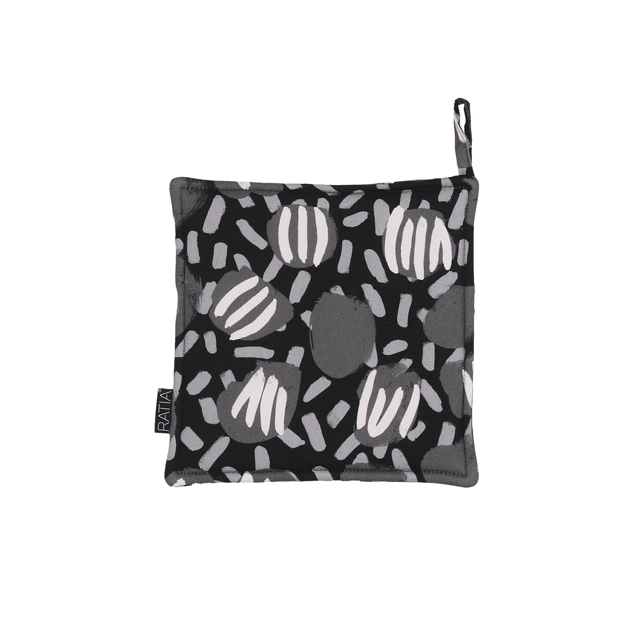 Grey. Graphic floral cotton design with padded polyester fill, heat-safe and made in Portugal.