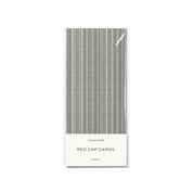 Red Cap Cards Black Stripe Tissue Paper, illustrated by Dylan Mierzwinski. Set of 5 black and white striped tissue sheets, 20 × 30 inches, 17 gsm.