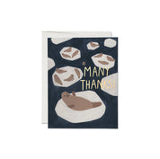 Red Cap Cards Many Thanks Seal Greeting Card, illustrated by Kate Pugsley. Seal illustration with foil accents on recycled card stock, 4.25 × 5.5 inches, blank inside.