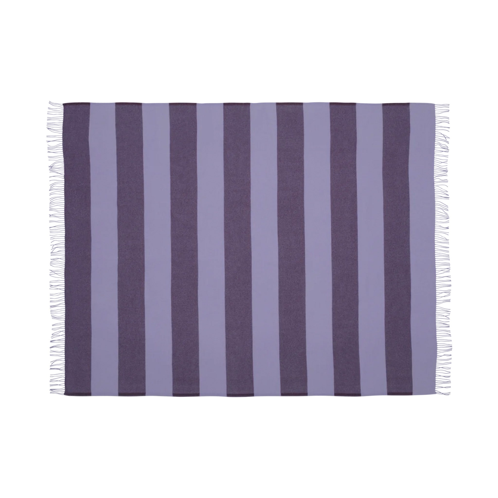 Stilleben Sweater Polychrome Throw in purple and lavender 100% wool, bold striped throw woven by Silkeborg Uldspinderi.