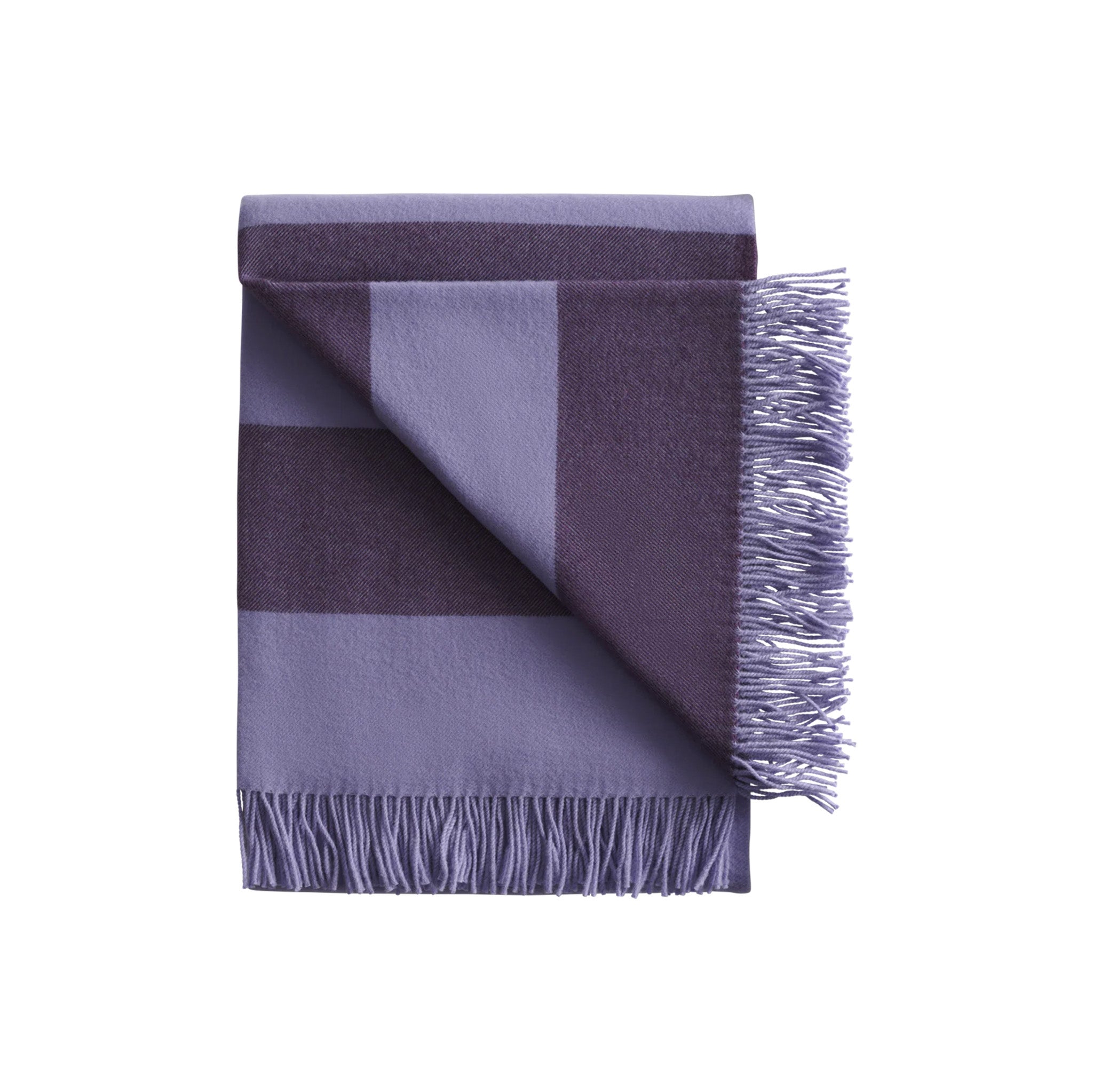 Stilleben Sweater Polychrome Throw in purple and lavender 100% wool, bold striped throw woven by Silkeborg Uldspinderi.