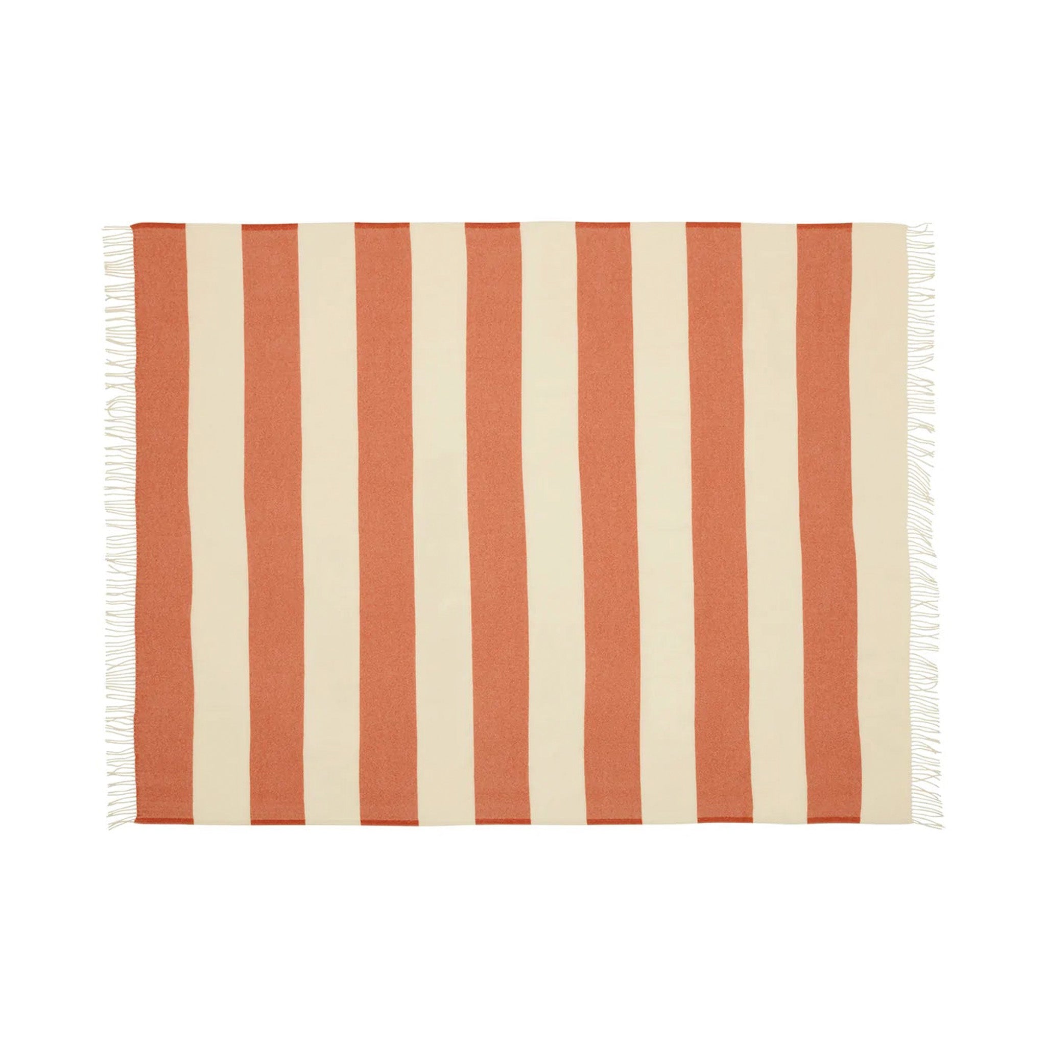 Stilleben Sweater Throw in orange 100% combed wool with tone-on-tone stripes.