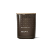 Skandinavisk Hygge 200g scented candle in frosted glass jar with wooden lid.