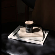 Skandinavisk Koto scented candle 200g in painted glass with beechwood lid. Amber, vanilla, and orange notes; vegan wax; Nordic home scent.