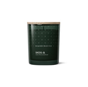 Skandinavisk Skog 200g scented candle in frosted glass jar with wooden lid.