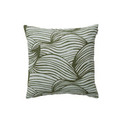 Wave Cushion Cover by Spira of Sweden, cotton pillow cover with Nordic wave print inspired by ocean tides, double-sided in blue or grey, 20" × 20".