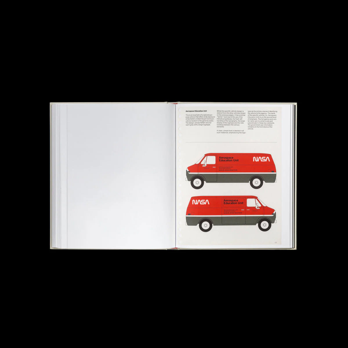 NASA Graphics Standards Manual book — case-bound with silkscreen cover, reproducing Danne & Blackburn’s 1975 design system with original scans and essays.