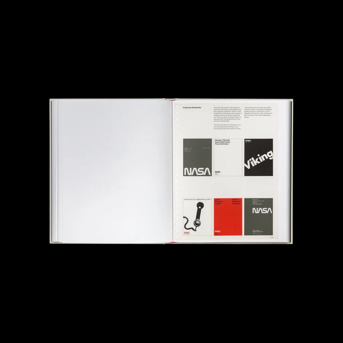 NASA Graphics Standards Manual book — case-bound with silkscreen cover, reproducing Danne & Blackburn’s 1975 design system with original scans and essays.