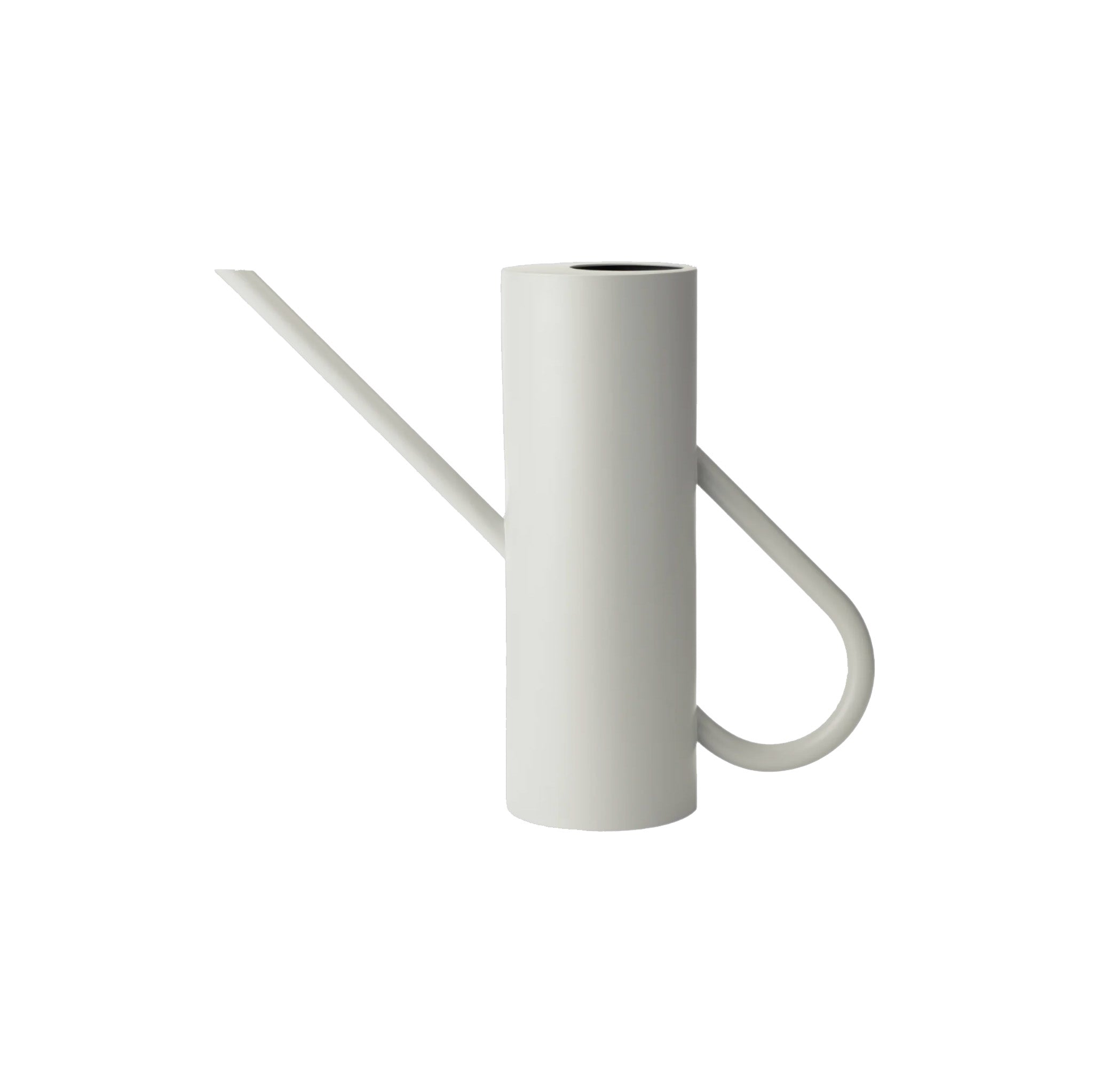 Stelton Bloom Watering Can in matte sand powder-coated stainless steel with long slender spout and seamless handle design.