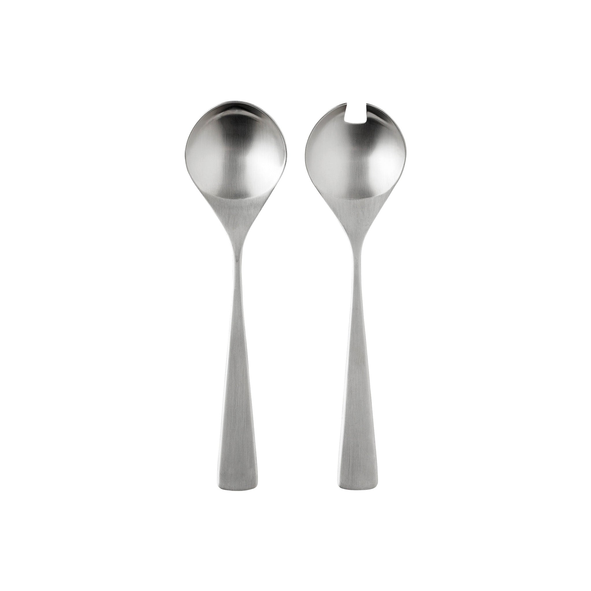 Stelton Maya Serving Set in brushed stainless steel, designed by Tias Eckhoff in 1962. Iconic Scandinavian design with wide triangular handles.