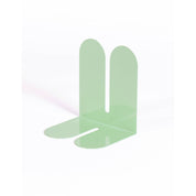 Tortuga Forma Large Bookend in cactus green solid steel, oversized arc design for supporting art books, cookbooks, or vinyl.