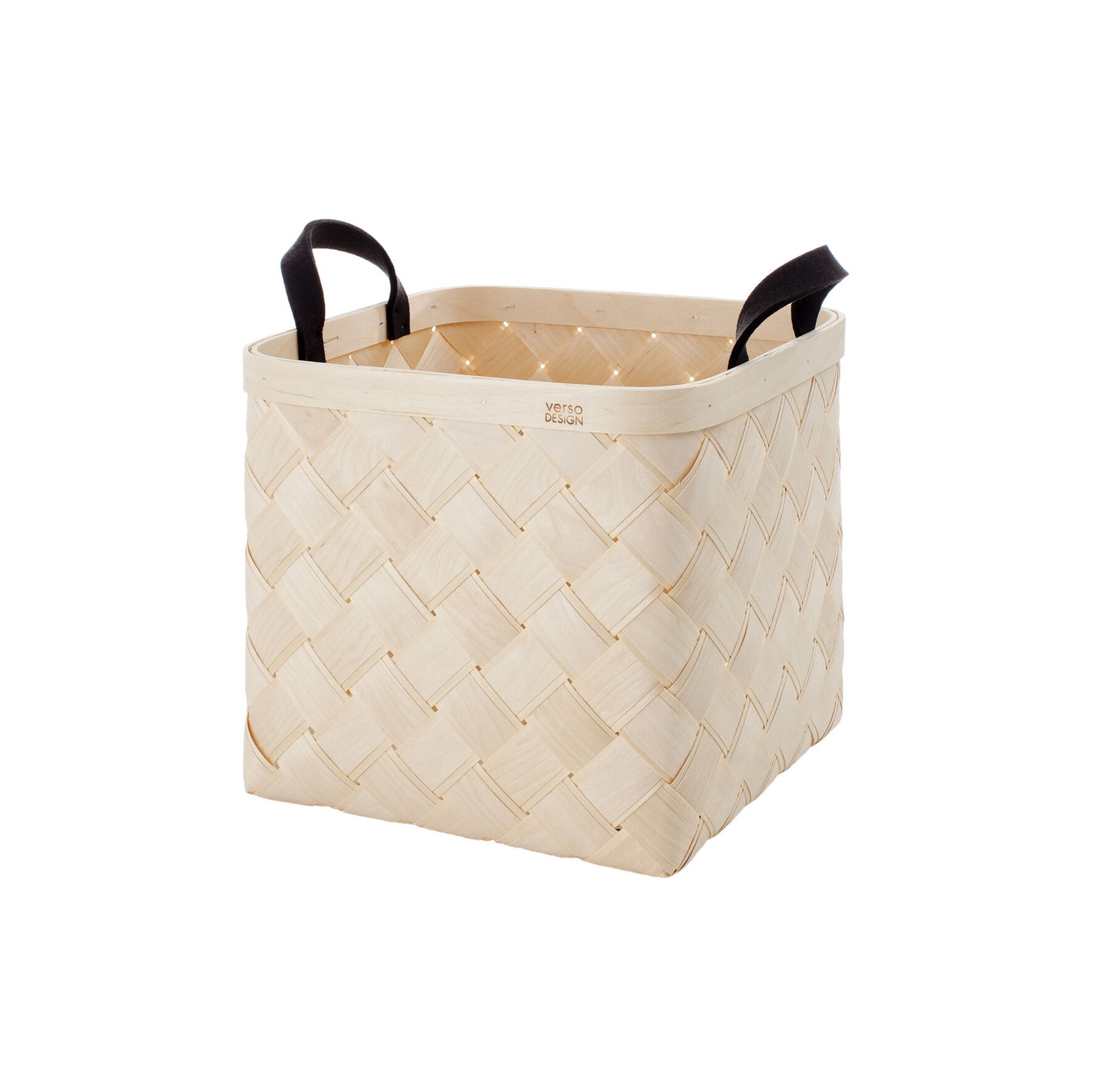 Verso Design Lastu Large Birch Basket in FSC-certified birch with wool felt handles, oversized and sustainably made in Finland for eco-friendly storage.