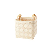 Verso Design Lastu Medium Birch Basket in FSC-certified birch with leather handles, sustainably made in Finland for long-lasting Nordic storage.