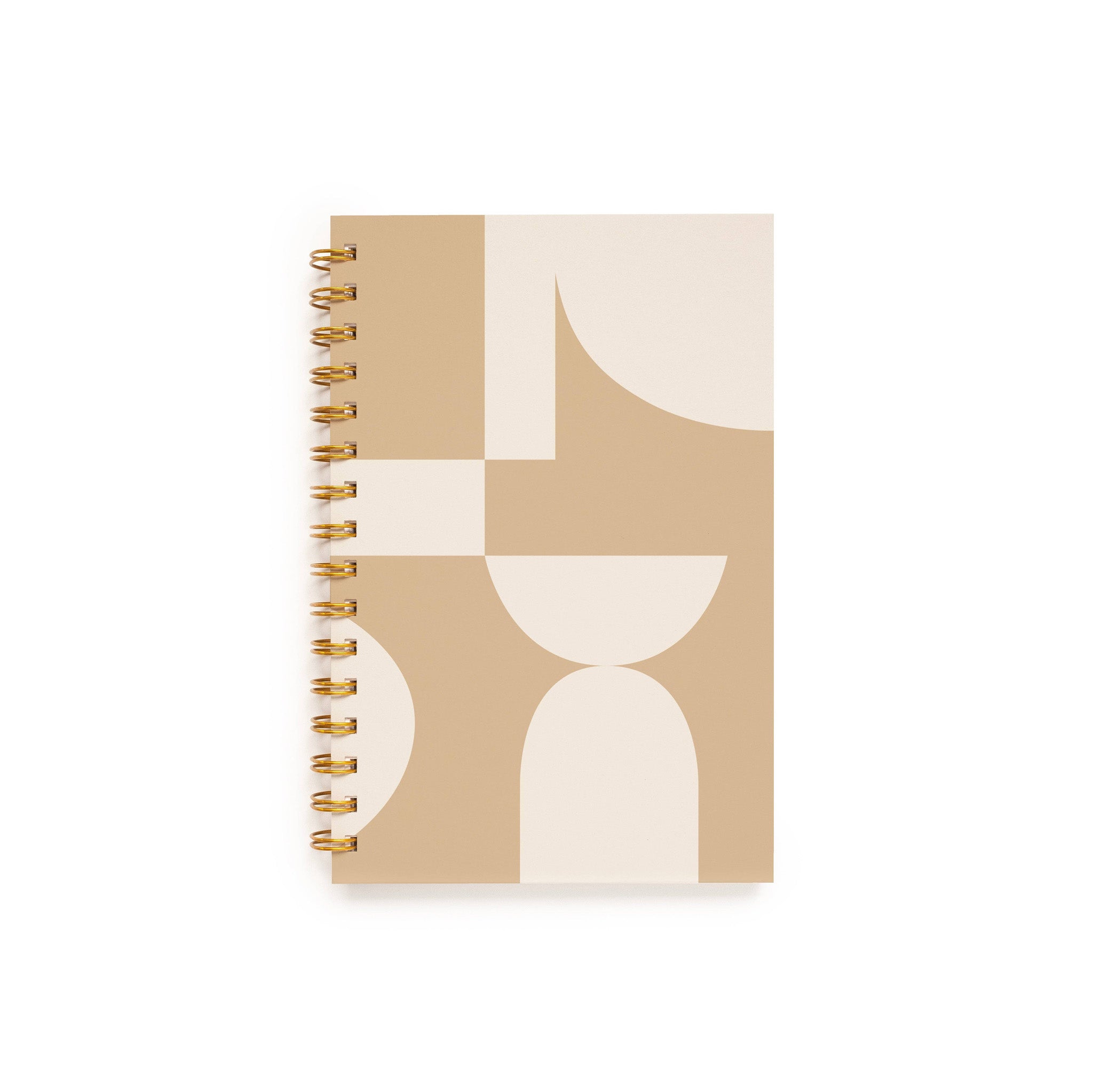 Worthwhile Paper Form Geometry Lined Notebook with neutral geometric design. Handmade wire-bound journal with cotton cover and recycled lined paper, 5.5 × 8.5 inches.