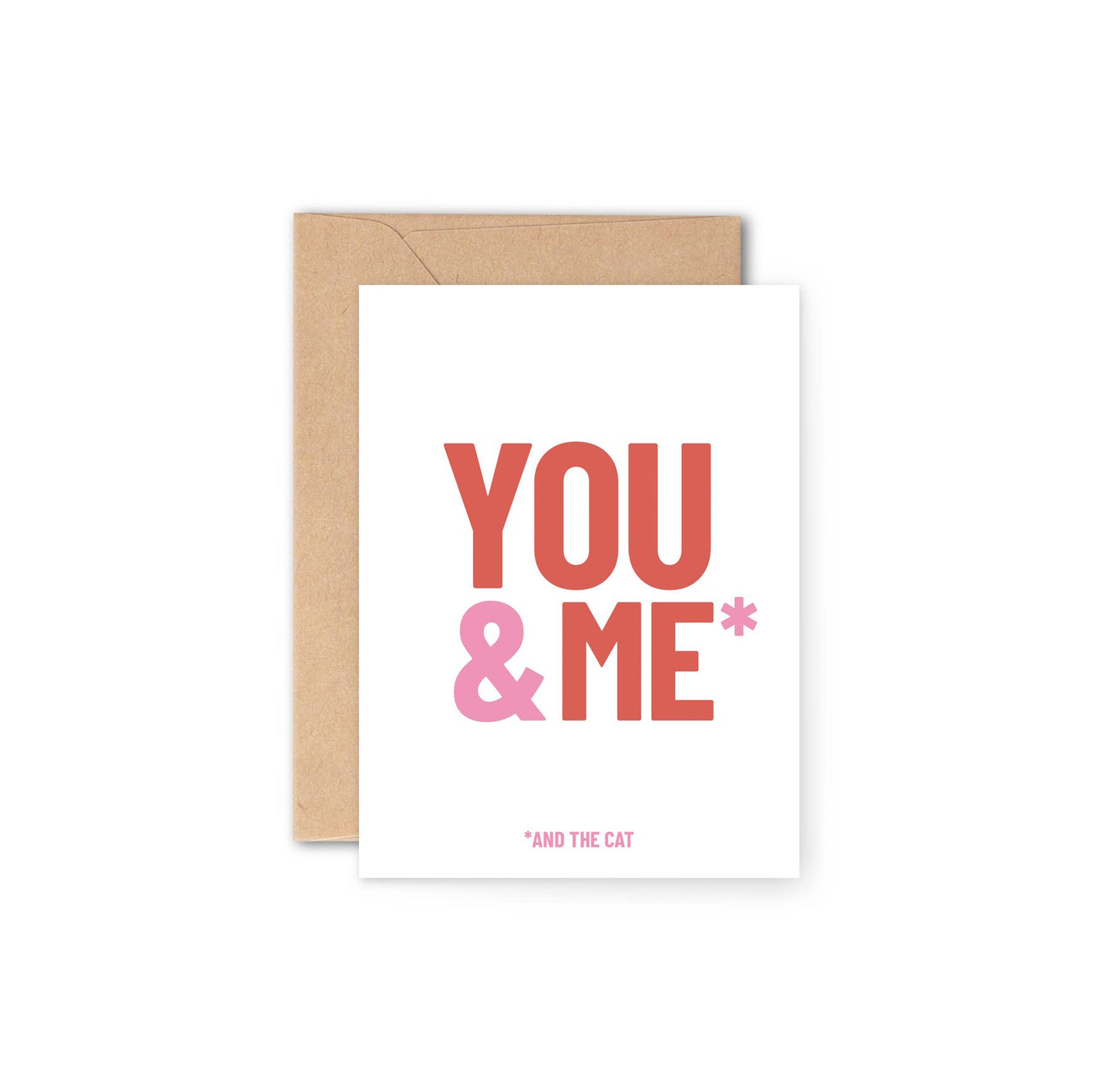 Y Studio Cat, Love Greeting Card with bold cat illustration. Eco-friendly greeting card printed in the UK on FSC® board, blank inside, 120 × 170mm, with Kraft envelope.