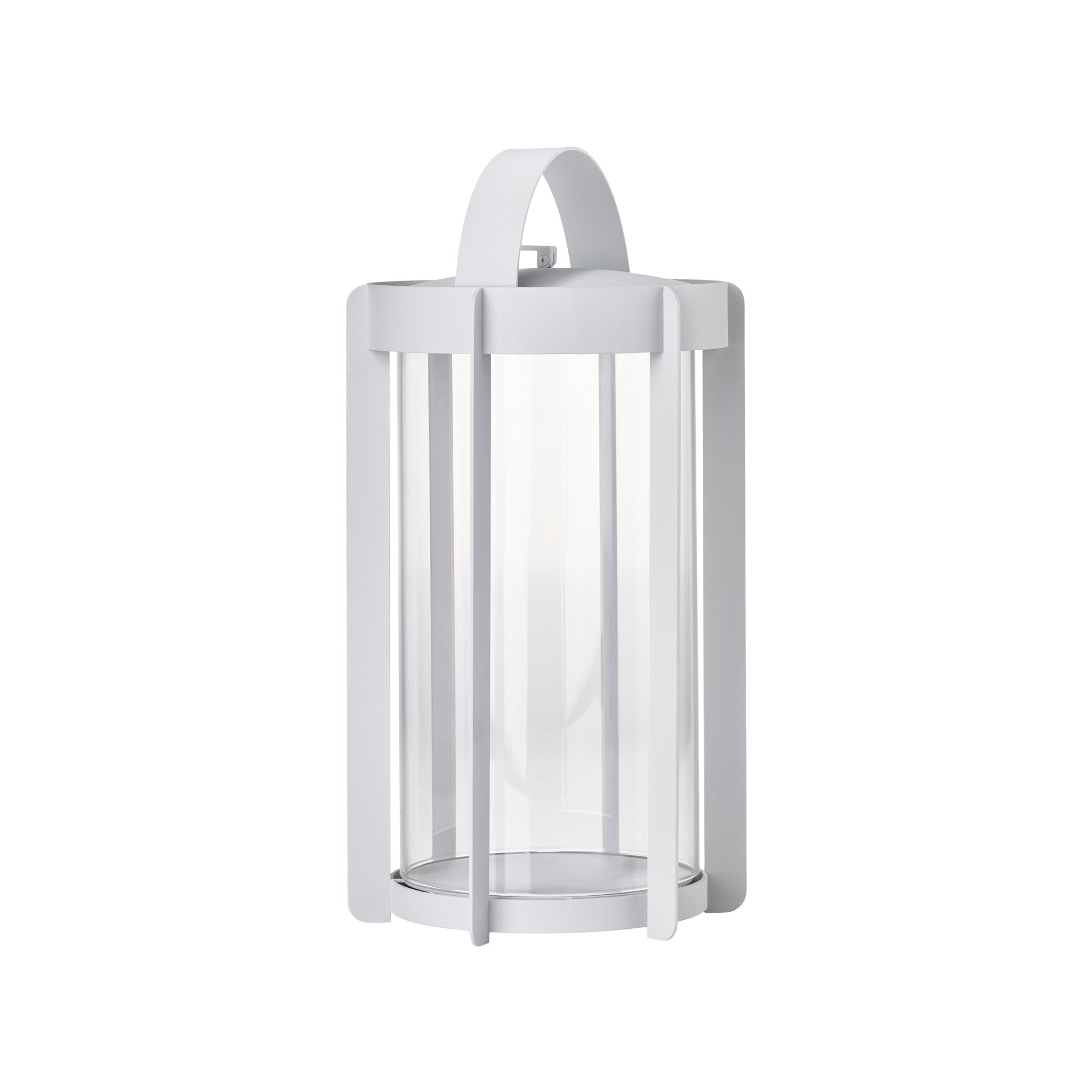 Firefly Lantern in powder-coated steel with glass sides and silicone strap by Zone Denmark. Available in two sizes: 25 cm and 35 cm.